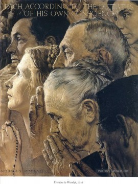 liberté de culte 1943 Norman Rockwell Peinture à l'huile